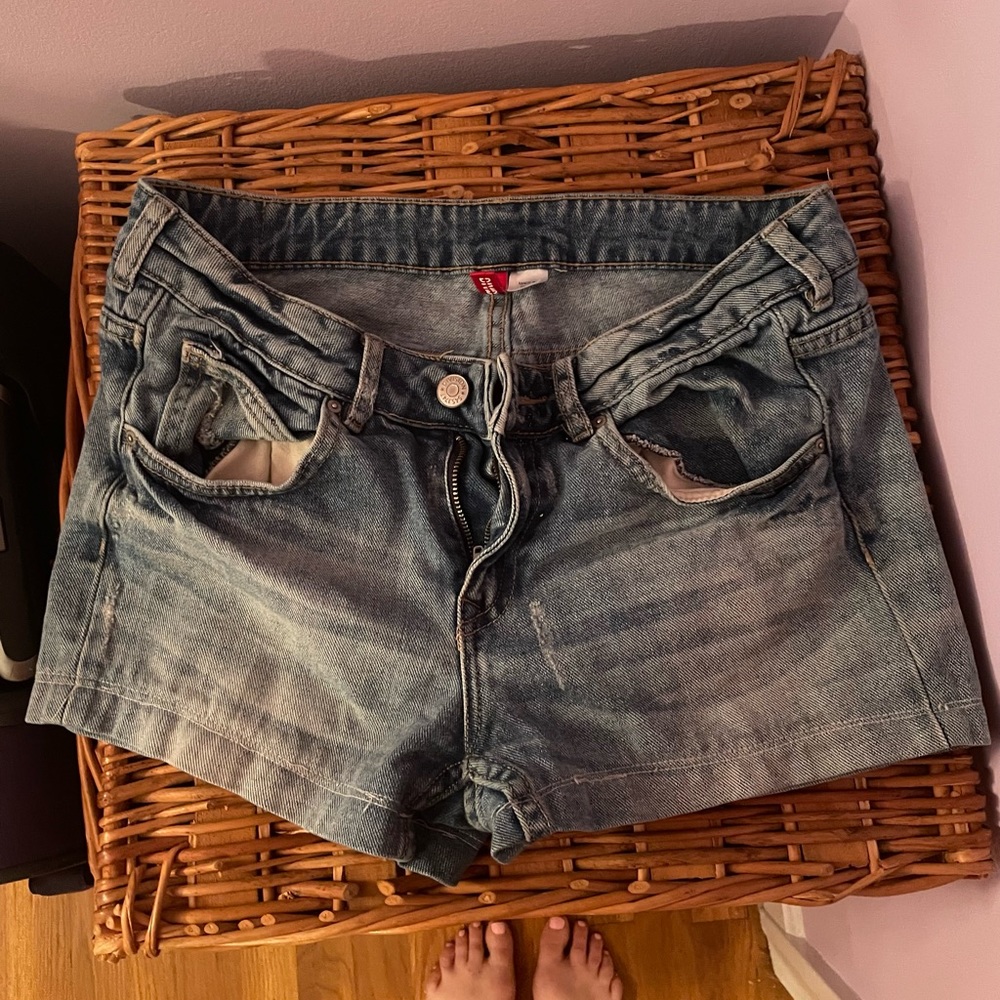 light washed jean shorts
